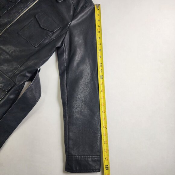Baccini Faux Leather Jacket Woman's Black Size Medium Full Zip Pockets NWT - Picture 12 of 12